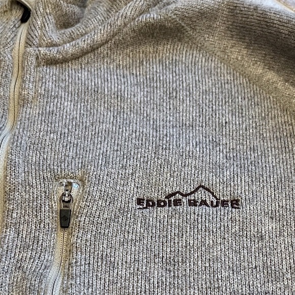 Eddie Bauer beige 1/4 zip fleece lined long sleeve pullover sweatshirt XL - Picture 4 of 9